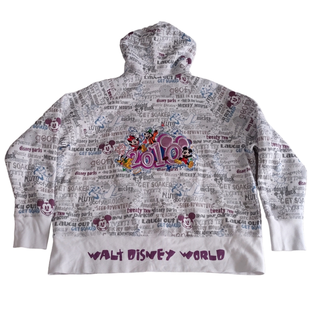 Walt Disney World Disneyland Resort 1X 2010 Word Print Full Zip Embroider Hoodie